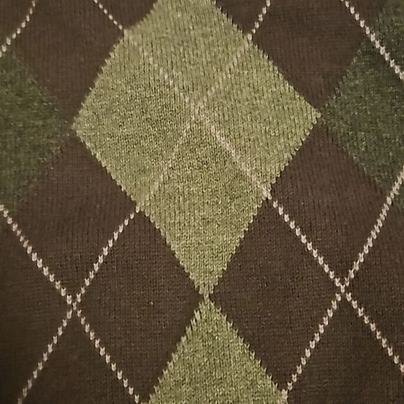 Van Heusen Men's Ribbed V-Neck Argyle Long Sleeves Sweater Large Purple/Gray - Picture 16 of 16